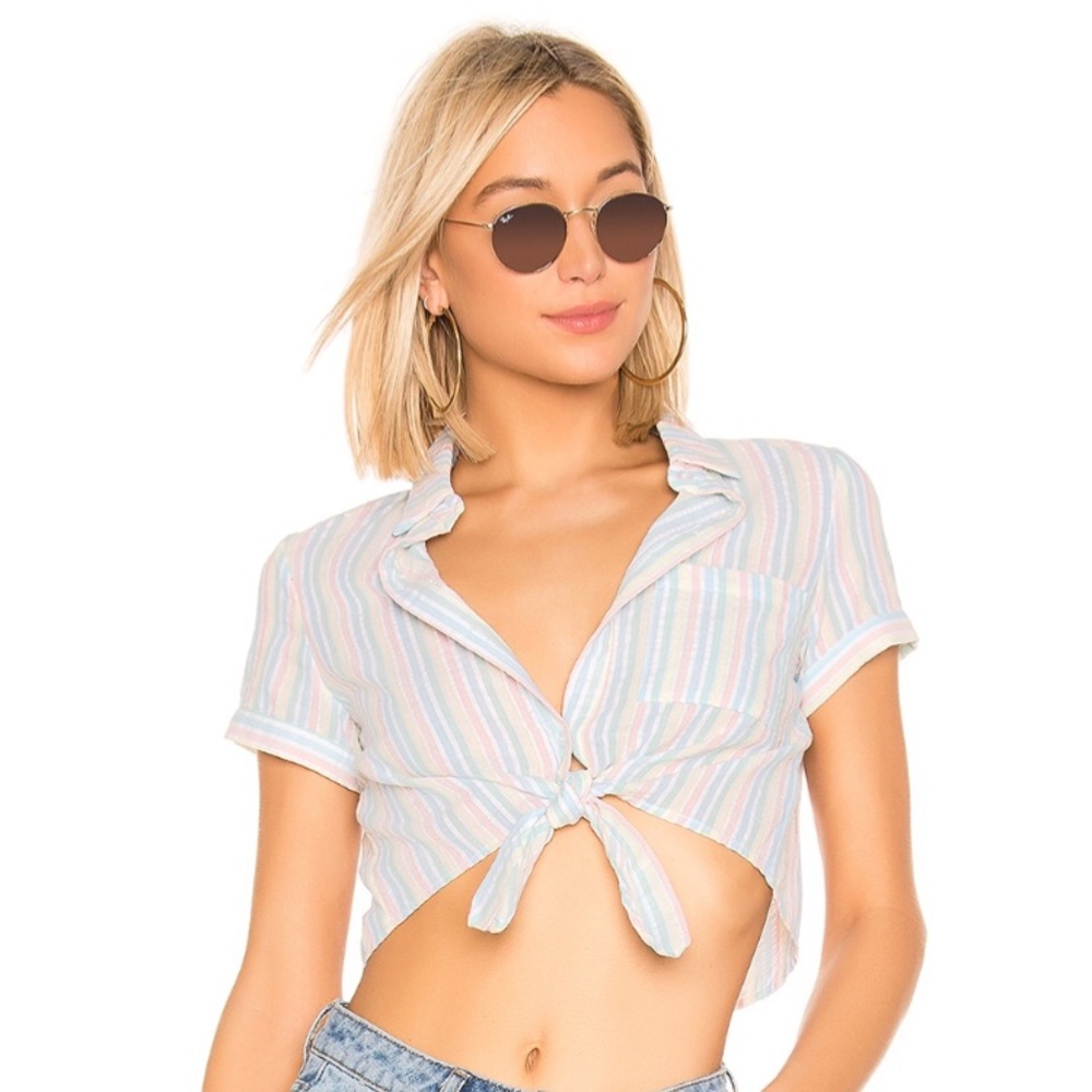 Revolve Brianne Button Up Top In Multi Stripe - image 1
